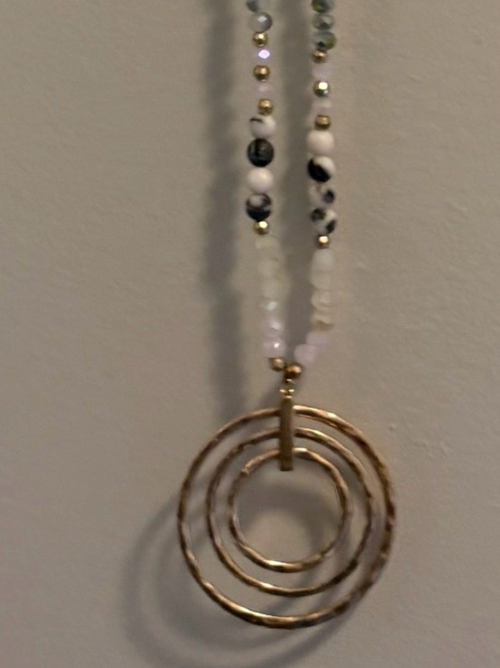 Delicate White Marble & Gold Bead Necklace - Women Jewelry